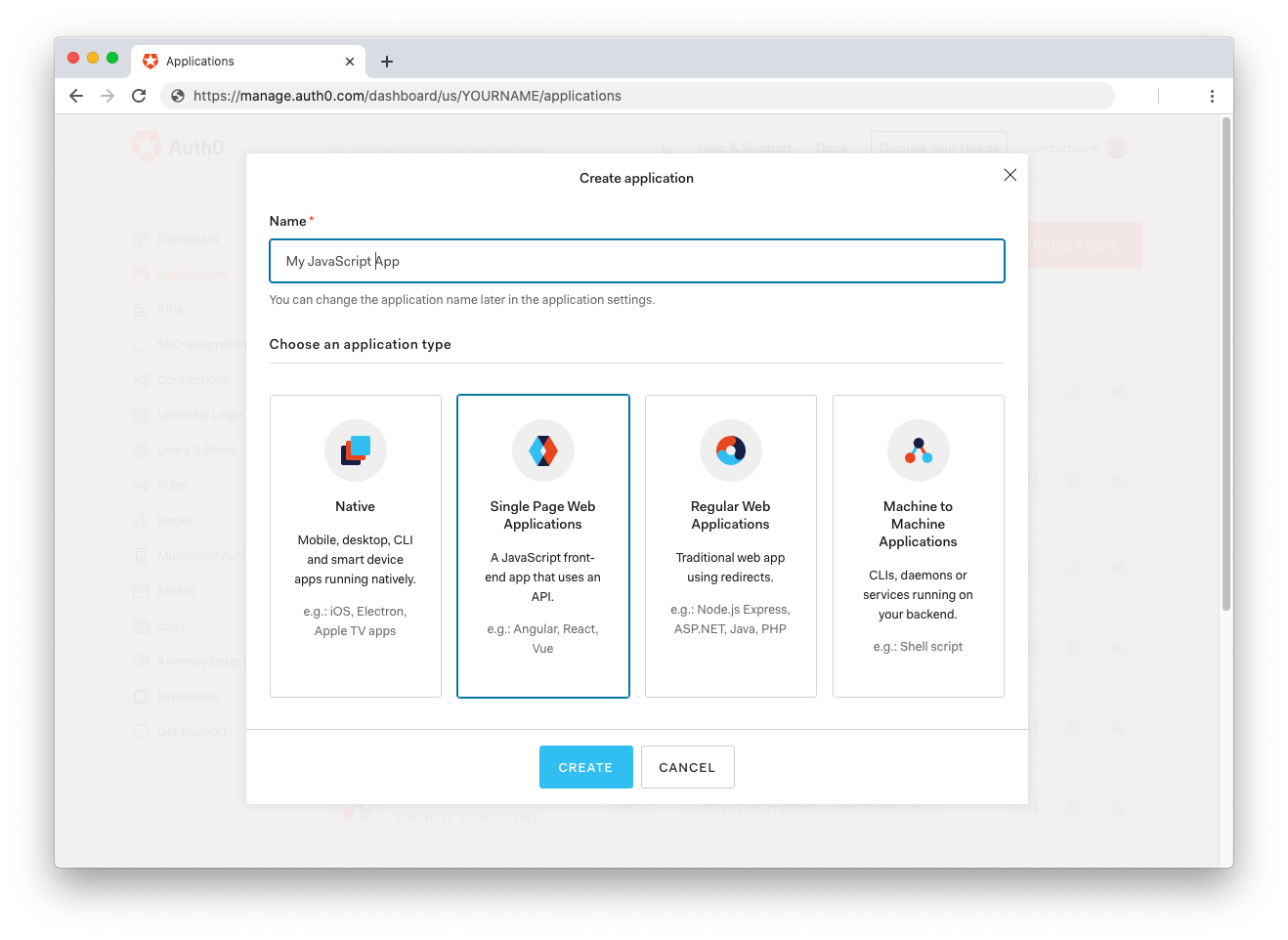 Creating JavaScript application