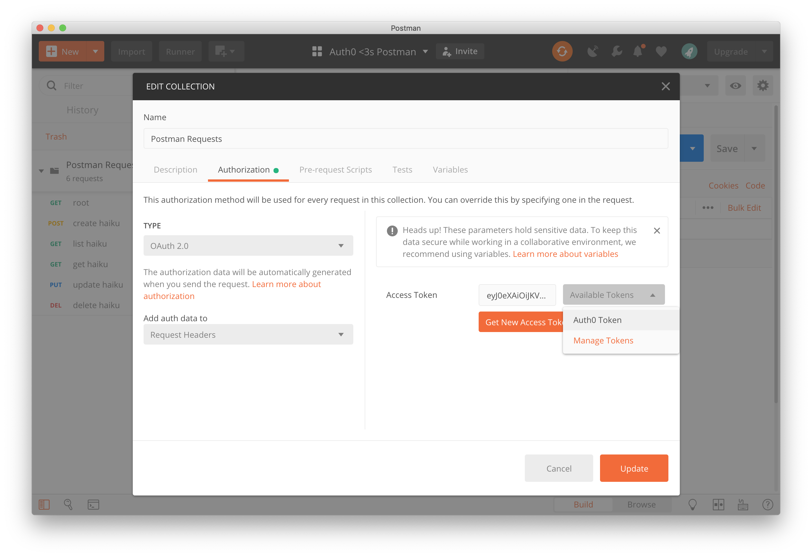 Select the right access token